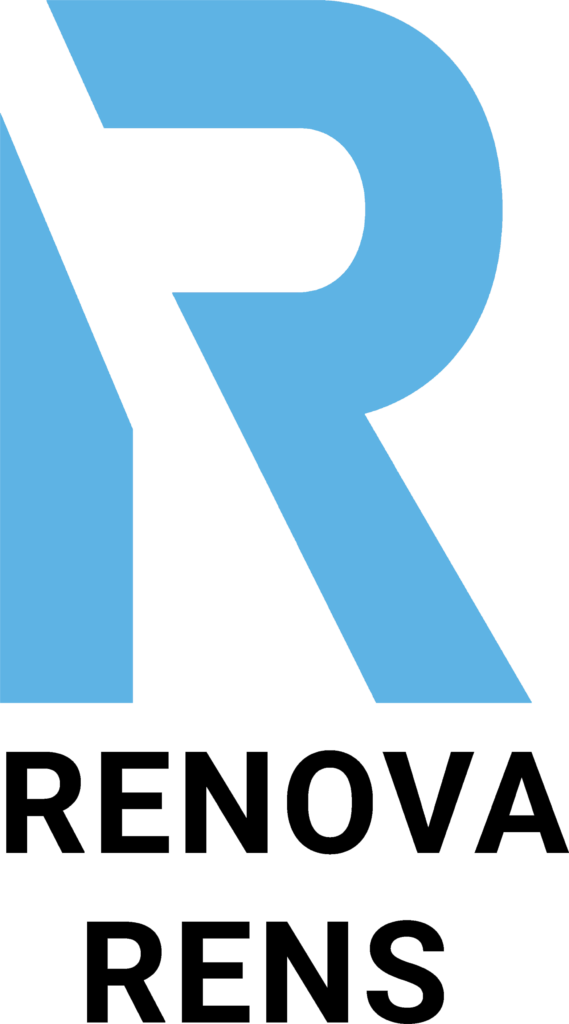 Stiliseret blå og sort bogstav R logo